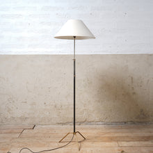 Black Steal and Brass Floor Lamp, French Circa 1950