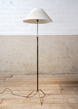 Black Steal and Brass Floor Lamp, French Circa 1950