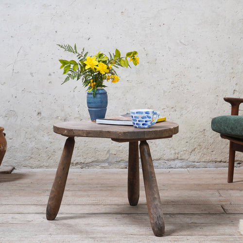 Vintage Brutalist Pine Side Table