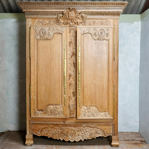 Antique French Montebourg Oak Wardrobe