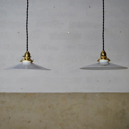 Vintage French Glass Disc Pendant Light Shade