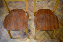 4 Vintage Oak Chaple Stacking Chairs