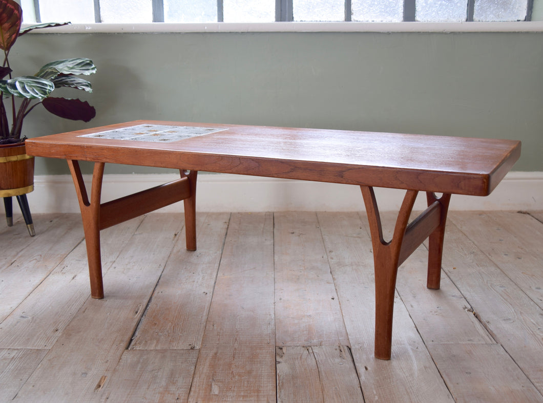 Danish Teak And Tile Mid-Century Coffee Table By Trioh