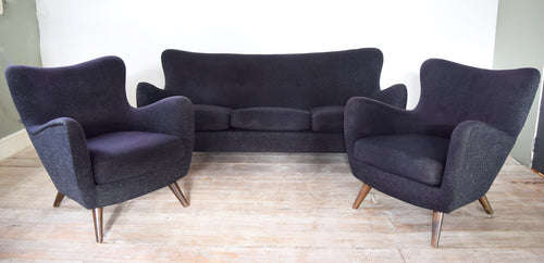 Danish Mid Century 3 Piece Suite Sofa Set