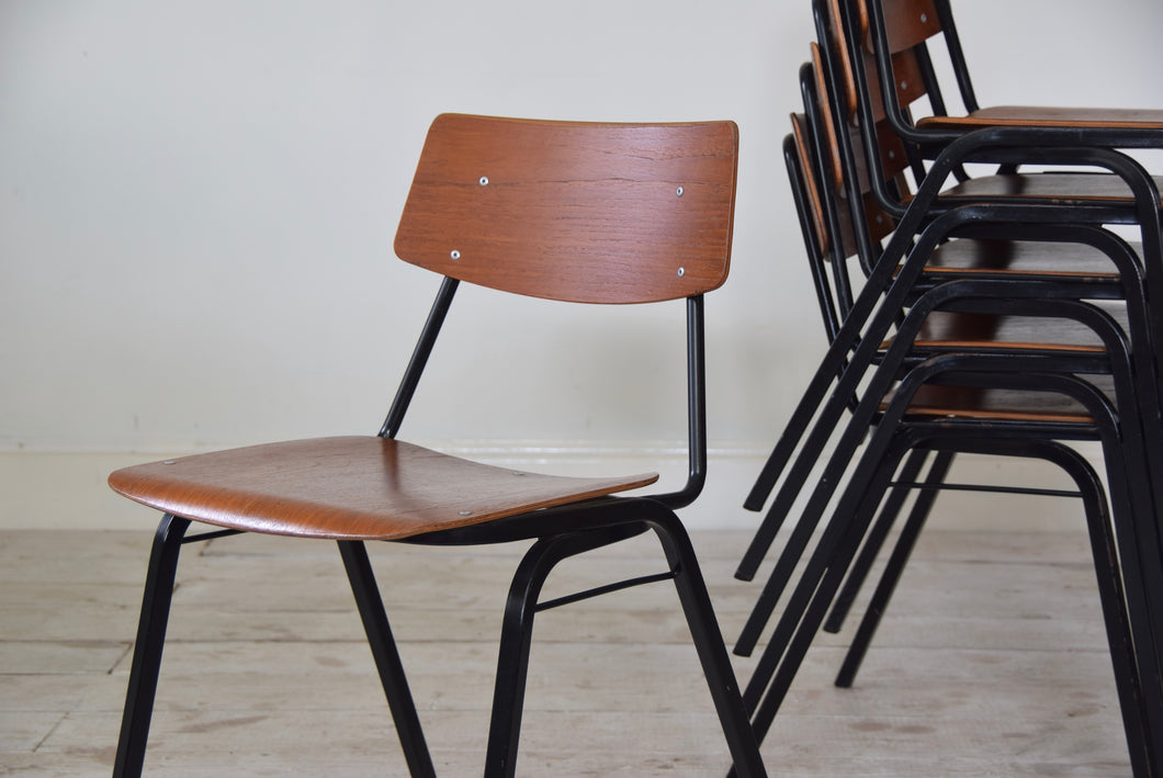 1960's Plywood Industrial Stacking Chairs