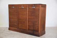 Vintage Triple Front Oak Tambour Cabinet