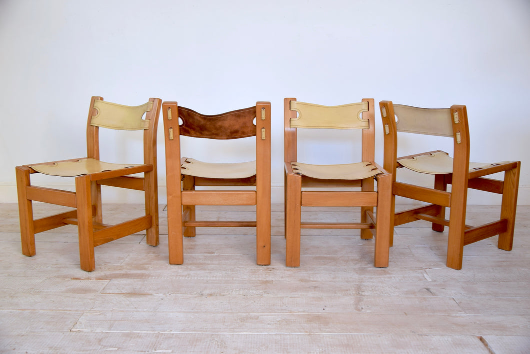 Set of Four Pierre Chapo Style Dining Chairs