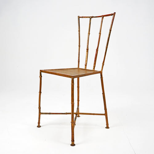 French Guilded Metal Faux Bamboo Chair