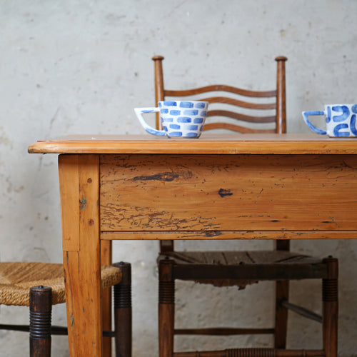 Antique Yew Wood Farmhouse Dining Table
