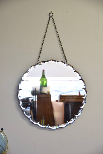 Circular Shaped Mirror Bevelled Edged With Chain