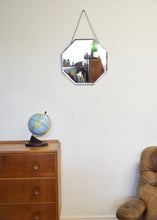 Octagonal Shaped Mirror Bevelled Edged With Chain