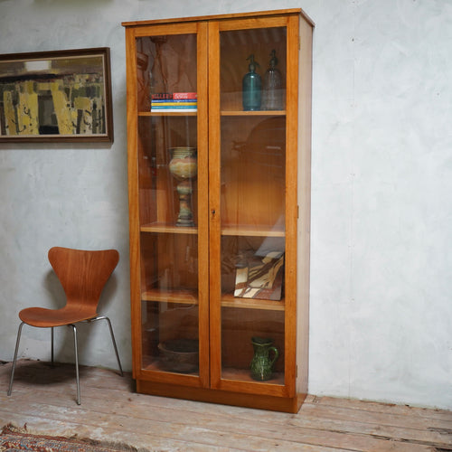 Vintage Teak Glazed Bookcase